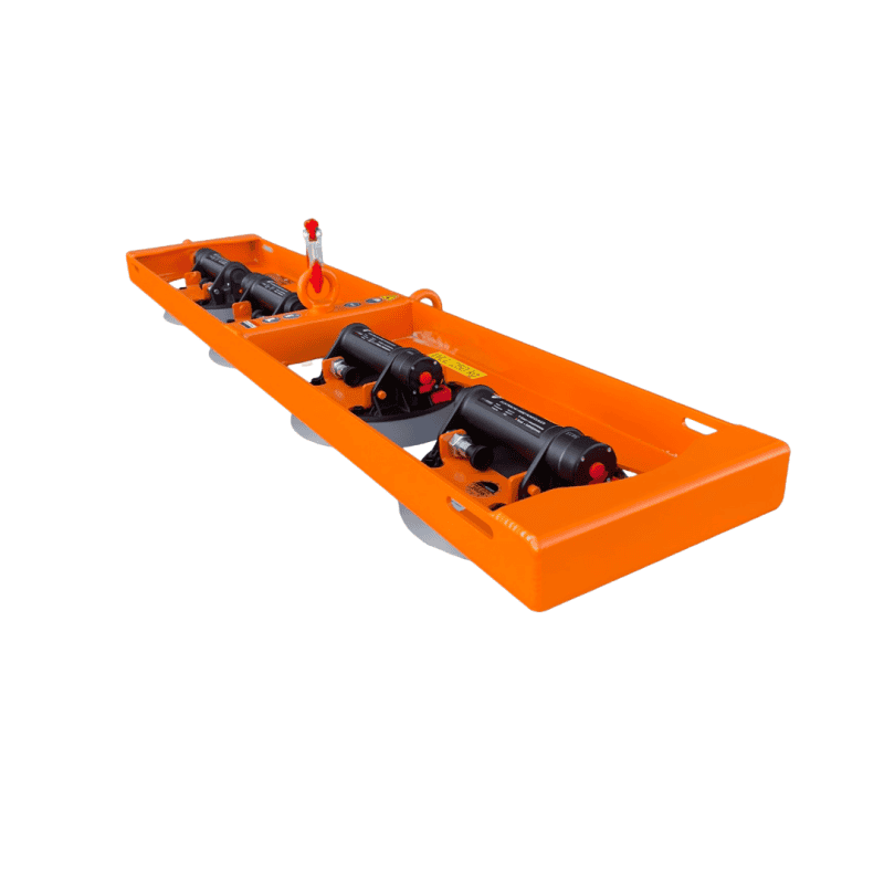 NL: Kim250 Plus vacuümheffer met vier Kim23 Plus zuigers, licht aluminium frame 23×112×9 cm voor glas en platen | EN: Kim250 Plus vacuum lifter with four Kim23 Plus cups, lightweight 23×112×9 cm aluminum frame for glass and panels | FR: Palonnier à vide Kim250 Plus avec 4 ventouses Kim23 Plus, cadre aluminium léger 23×112×9 cm pour verre et plaques | DE: Kim250 Plus Vakuumheber mit vier Kim23 Plus Saugtellern, leichtes Aluminiumgestell 23×112×9 cm für Glas und Platten