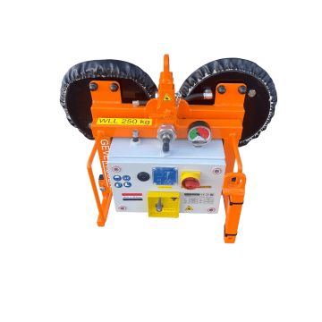 NL: Accu glas-vacuümheffer Rotante 250 kg – 360° rotatie, verlengde afneembare hijsoog, compact 20 kg (620×270 mm, H 450–580 mm) | EN: Battery-powered glass vacuum lifter Rotante 250 kg – 360° rotation, extended detachable lifting eye, compact 20 kg (620×270 mm, H 450–580 mm) | FR: Palonnier à ventouses verre sur batterie Rotante 250 kg – rotation 360°, anneau de levage rallongé amovible, compact 20 kg (620×270 mm, H 450–580 mm) | DE: Akku-Vakuumheber Glas Rotante 250 kg – 360° drehbar, verlängerte abnehmbare Aufhängeöse, kompakt 20 kg (620×270 mm, H 450–580 mm)