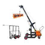 NL Complete TheCannon set met elektrische Kim250 minikraan, vacuümheffer, twee spanklemmen en Glaskar 250 kg voor veilig en ergonomisch glasplaatsen. DE Kompletter TheCannon-Set mit elektrischem Kim250 Minikran, Vakuumheber, zwei Spannklemmen und Glaskar 250 kg für sicheres Verglasen auf der Baustelle. FR Ensemble complet TheCannon avec mini-grue électrique Kim250, palonnier à ventouses, deux pinces de serrage et chariot à verre 250 kg pour la pose de vitrages en toute sécurité. EN Complete TheCannon set with Kim250 electric mini crane, vacuum lifter, two clamping brackets and 250 kg glass trolley for safe and ergonomic glass installation.