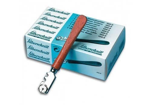 12 Silberschnitt glassnijders met houten heft