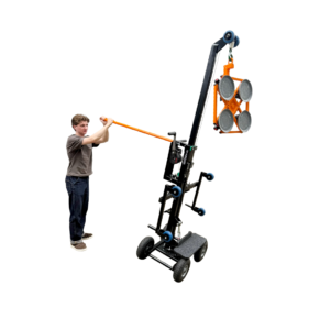 Compacte en ergonomische ruitenplaatser voor het veilig plaatsen van glas. Geschikt voor kleine ruimtes, galerijen en glastransport. WLL tot 200 kg.